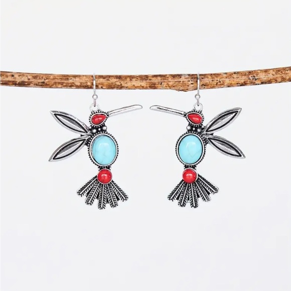 Boho Gem Bird Shape Dangle Earrings - Picture 6 of 6